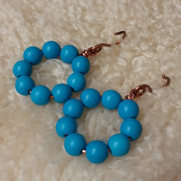 Genuine Turquoise Beaded Earrings - Picture 4 of 4